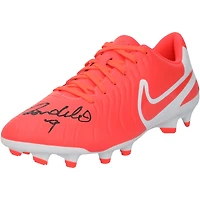 Crampons de football Nike Tiempo orange autographiés par Ronaldo Nazario du Real Madrid