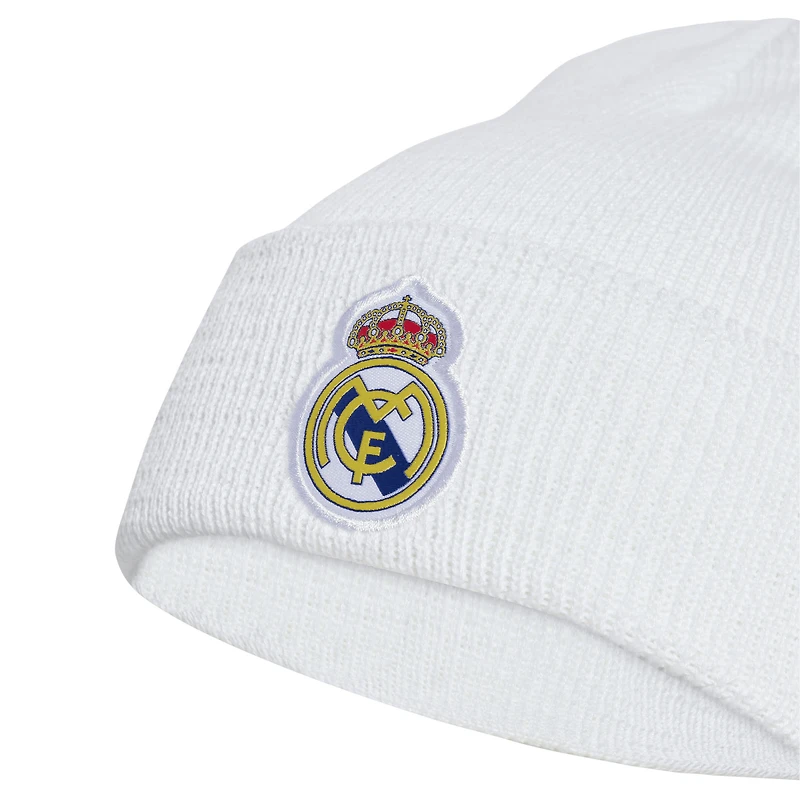 Bonnet unisexe adidas blanc à revers Real Madrid