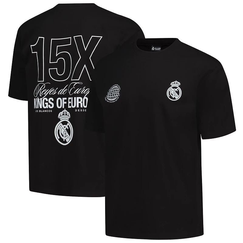 Unisex Peace Collective Black Real Madrid European Champions Heavyweight T-Shirt