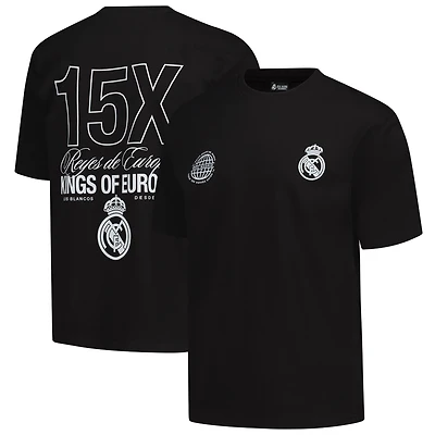 T-shirt unisexe Peace Collective noir Real Madrid Champions d'Europe Heavyweight