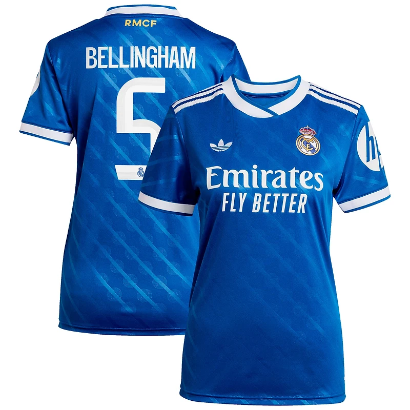 Maillot réplique bleu adidas Jude Bellingham pour femme, troisième joueur du Real Madrid 2025/26