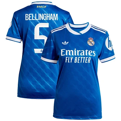 Maillot réplique bleu adidas Jude Bellingham pour femme, troisième joueur du Real Madrid 2025/26