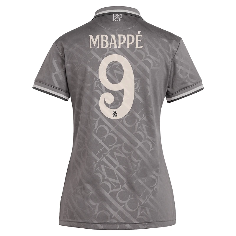 Women's adidas Originals Kylian Mbappé Charcoal Real Madrid 2024/25 Third Replica Player Jersey