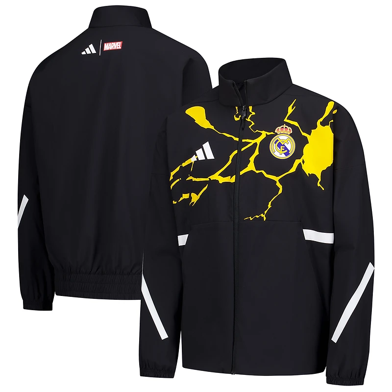 Youth adidas Black Real Madrid x Marvel Anthem Full-Zip Jacket