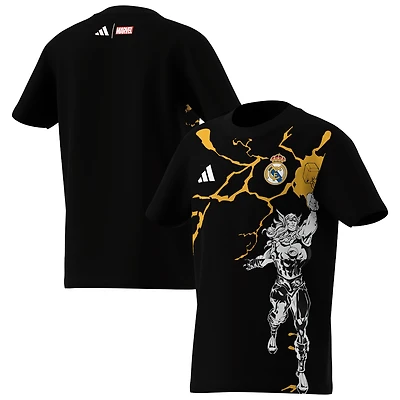 Youth adidas Black Real Madrid x Marvel Graphic T-Shirt
