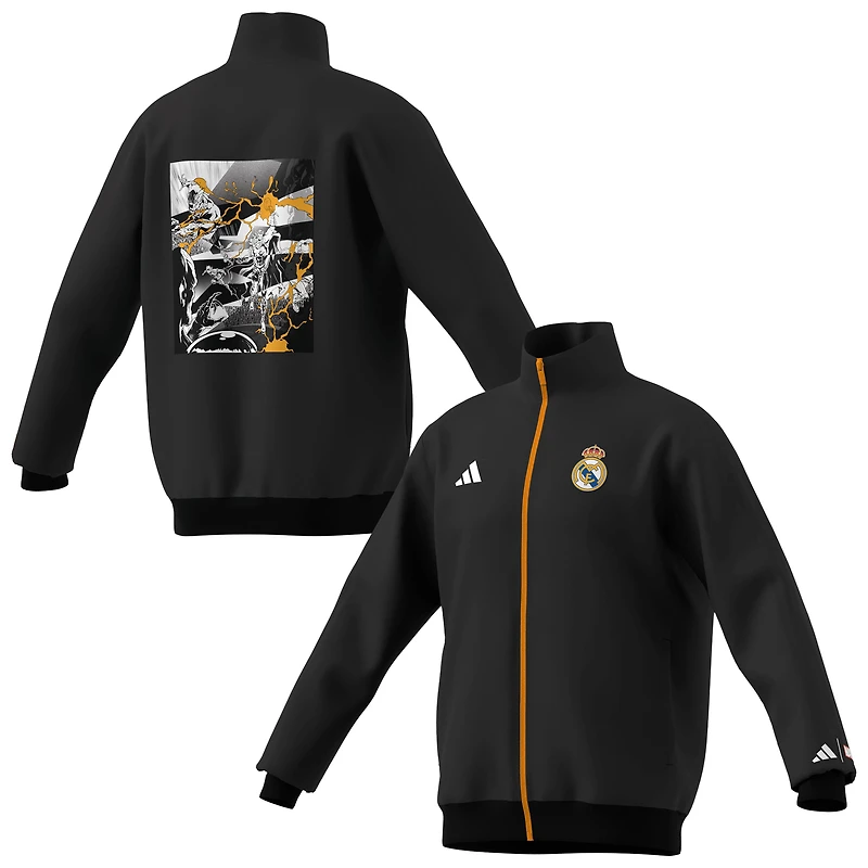 Veste de survêtement adidas Real Madrid x Marvel noire pour enfant