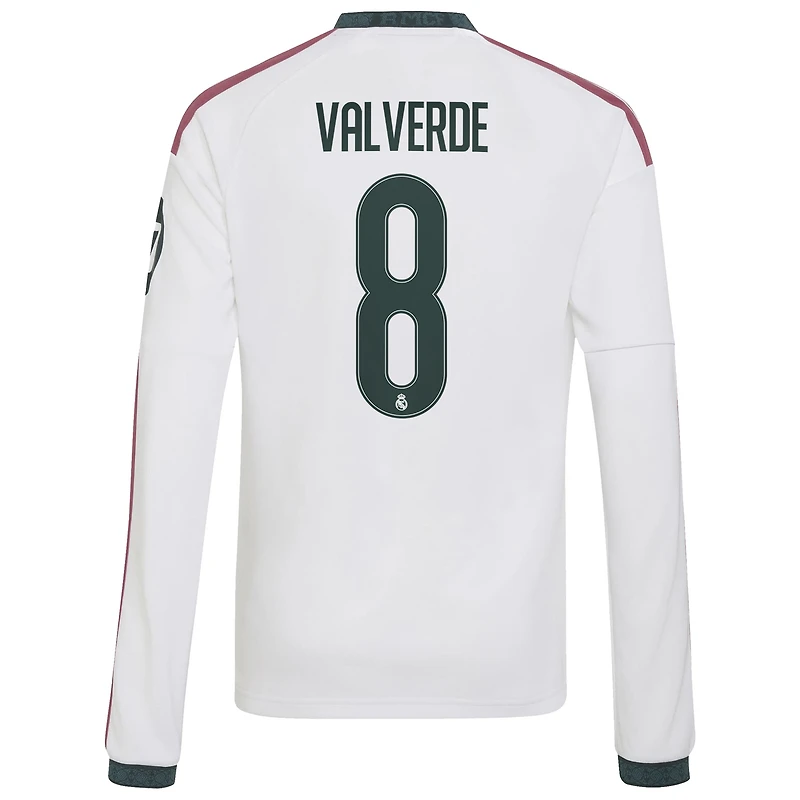 Youth adidas Federico Valverde White Real Madrid 2026/27 Home Replica Long Sleeve Jersey