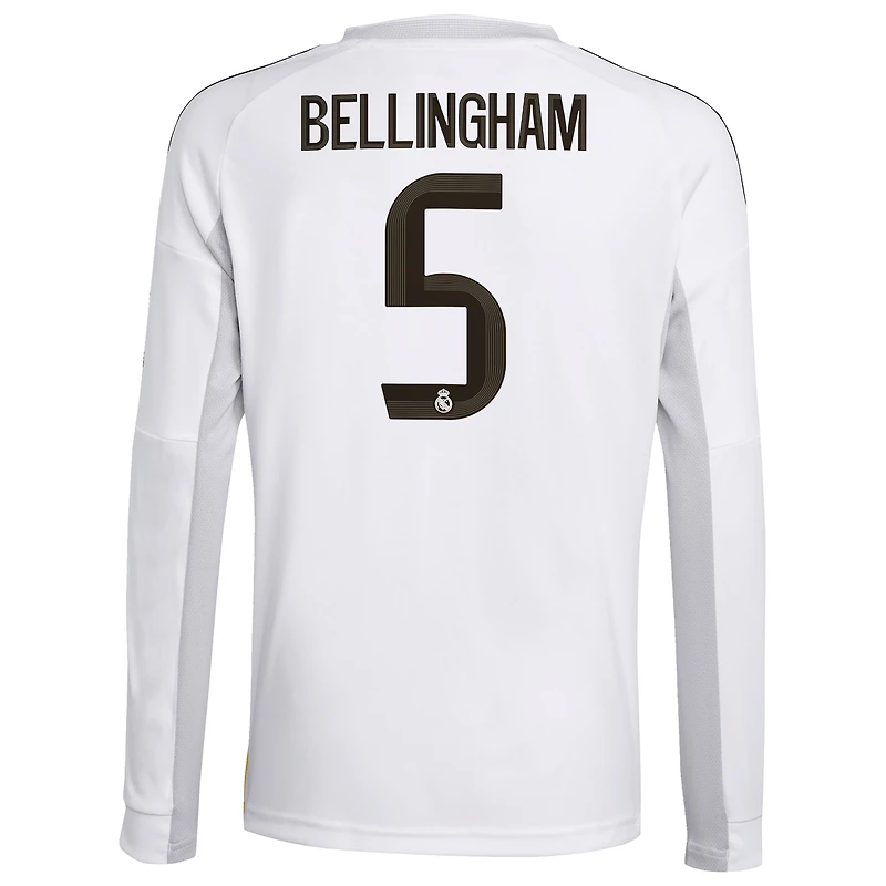 Youth adidas Jude Bellingham White Real Madrid 2025/26 Home Replica Long Sleeve Jersey