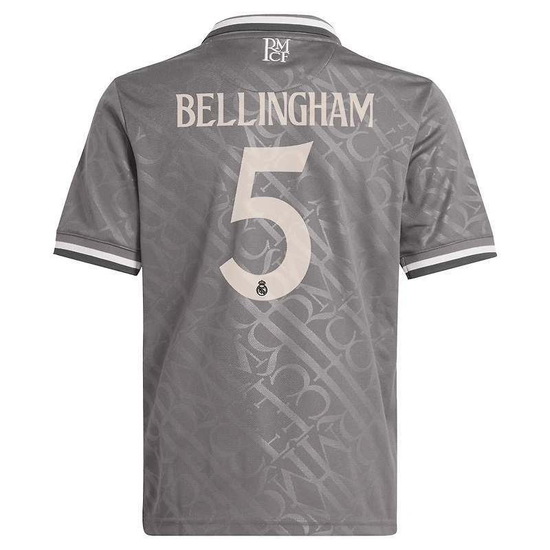 Maillot de joueur réplique adidas Originals Jude Bellingham anthracite Real Madrid 2024/25 pour jeunes
