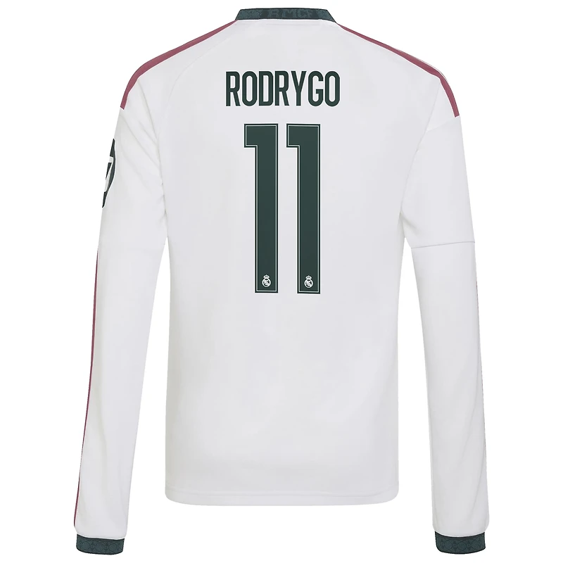 Youth adidas Rodrygo White Real Madrid 2026/27 Home Replica Long Sleeve Jersey