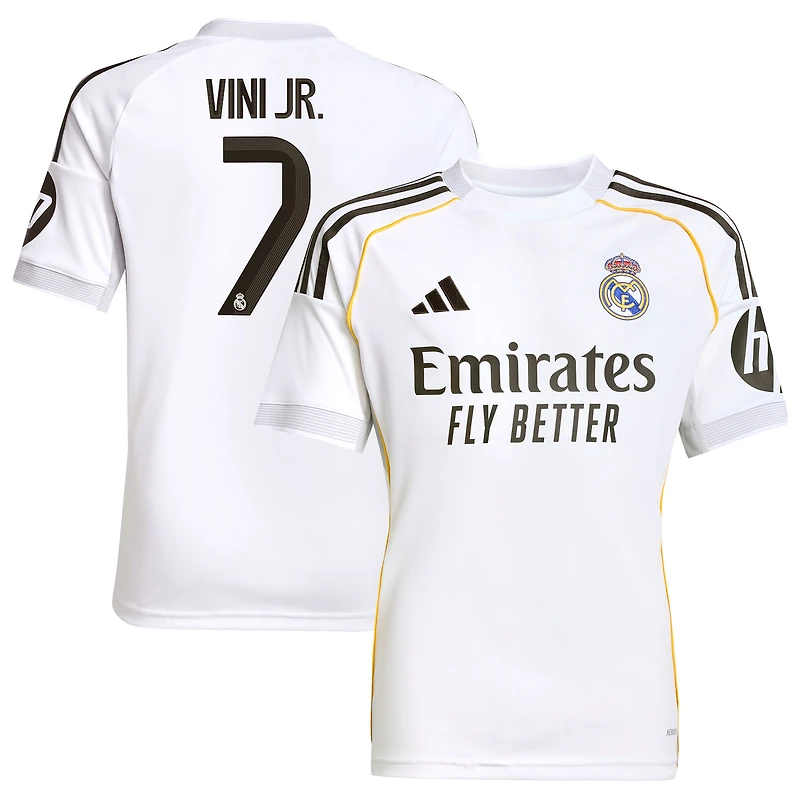 Youth adidas Vini Jr. White Real Madrid 2025/26 Home Replica Jersey
