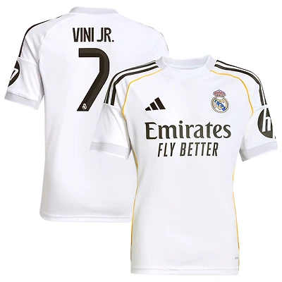 Youth adidas Vini Jr. White Real Madrid 2025/26 Home Replica Jersey