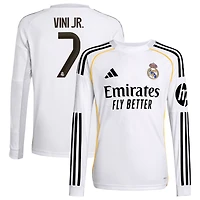 Youth adidas Vini Jr. White Real Madrid 2025/26 Home Replica Long Sleeve Jersey