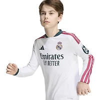 Youth adidas  White Real Madrid 2026/27 Home Replica Long Sleeve Jersey