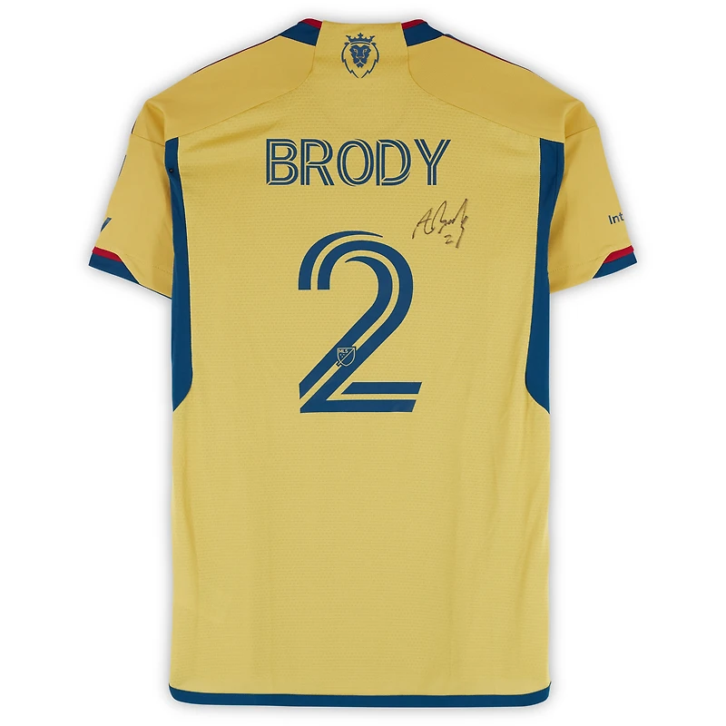Andrew Brody Real Salt Lake Autographed Match-Used #2 Gold adidas Jersey from the 2024 MLS Season - Size S
