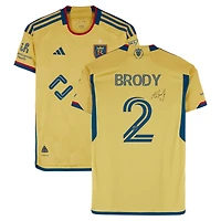 Andrew Brody Real Salt Lake Autographed Match-Used #2 Gold adidas Jersey from the 2024 MLS Season - Size S