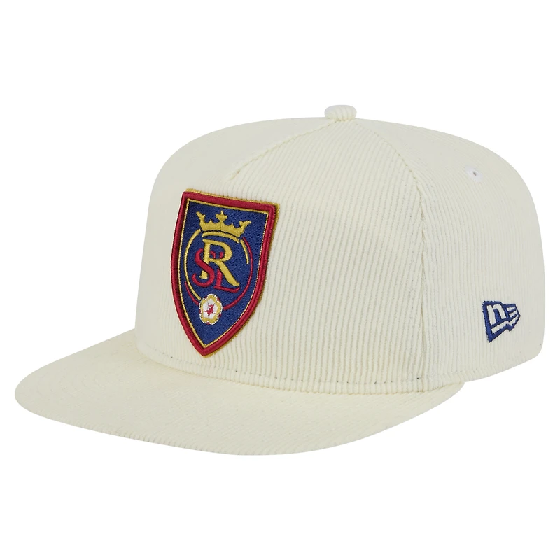 Casquette de golf à visière snapback Real Salt Lake 2025 Kickoff de New Era pour homme, couleur crème