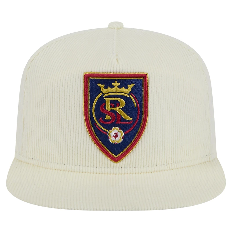 Casquette de golf à visière snapback Real Salt Lake 2025 Kickoff de New Era pour homme, couleur crème