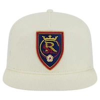 Casquette de golf à visière snapback Real Salt Lake 2025 Kickoff de New Era pour homme, couleur crème