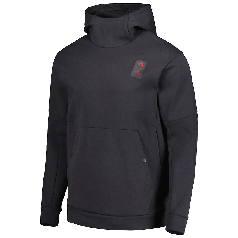 Men's adidas Black Real Salt Lake 2023 Player Travel Pullover Hoodie