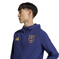 Men's adidas  Blue Real Salt Lake Tiro Travel Full-Zip Hooded Windbreaker