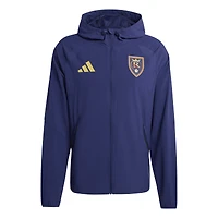 Men's adidas  Blue Real Salt Lake Tiro Travel Full-Zip Hooded Windbreaker