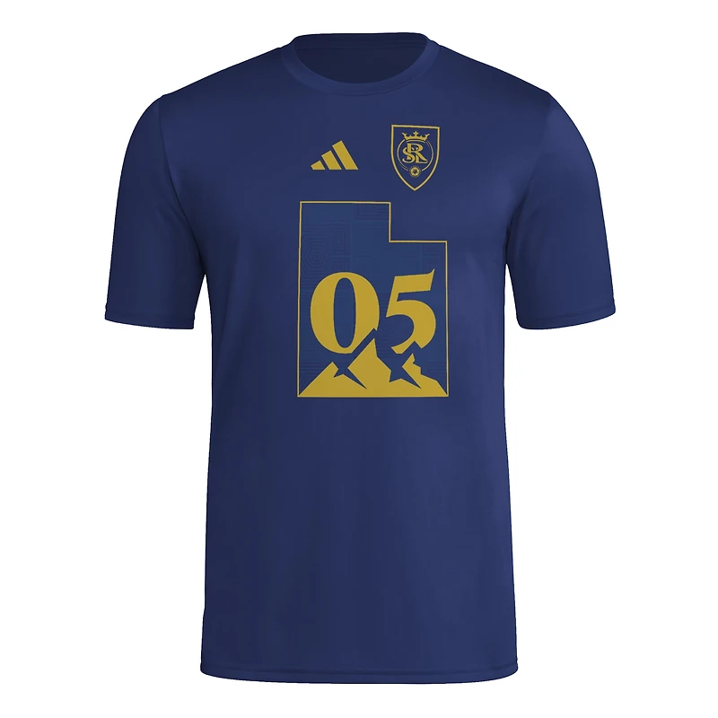 Men's adidas Navy Real Salt Lake 2025 Jersey Hook AEROREADY T-Shirt