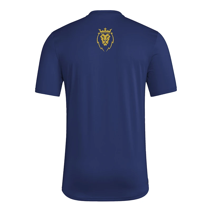 T-shirt adidas bleu marine Real Salt Lake 2025 pour homme avec maillot Hook AEROREADY