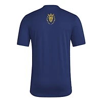 T-shirt adidas bleu marine Real Salt Lake 2025 pour homme avec maillot Hook AEROREADY