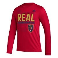 Men's adidas Red Real Salt Lake Club DNA Long Sleeve AEROREADY T-Shirt