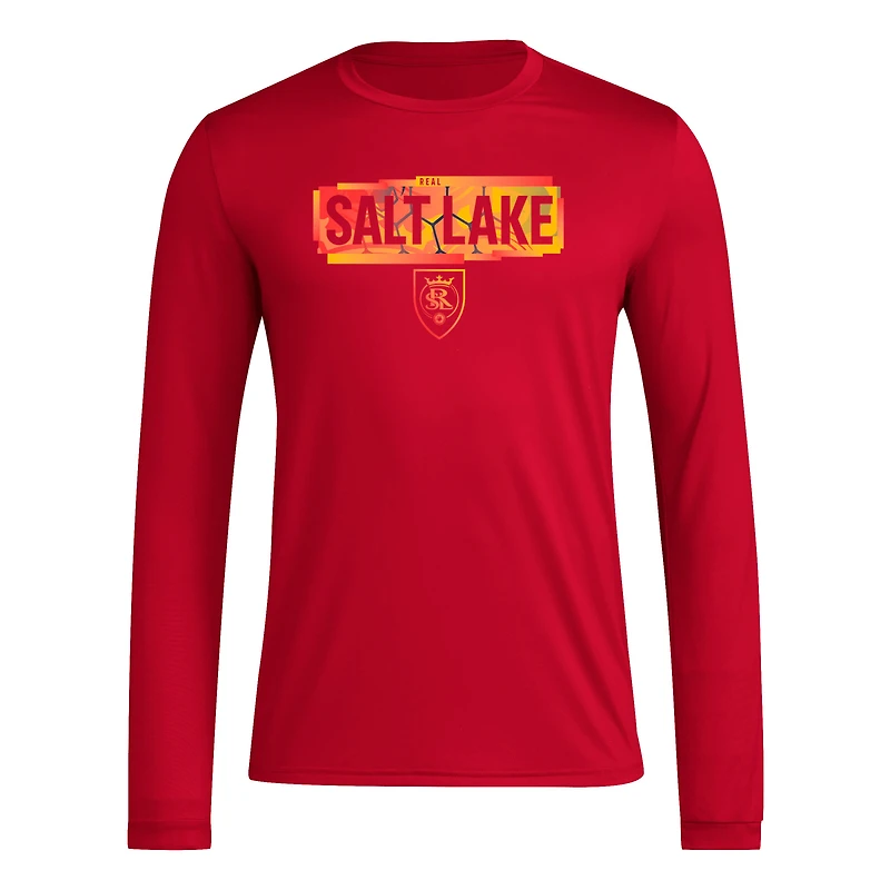 Men's adidas Red Real Salt Lake Local Pop AEROREADY Long Sleeve T-Shirt