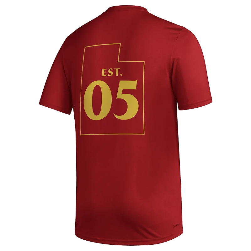 T-shirt adidas Real Salt Lake Team Jersey Hook AEROREADY pour homme rouge
