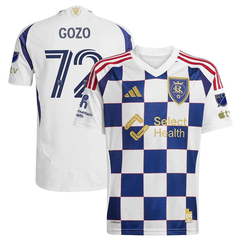 Men's adidas Zavier Gozo White Real Salt Lake 2025 Grid City On-Field Authentic Jersey