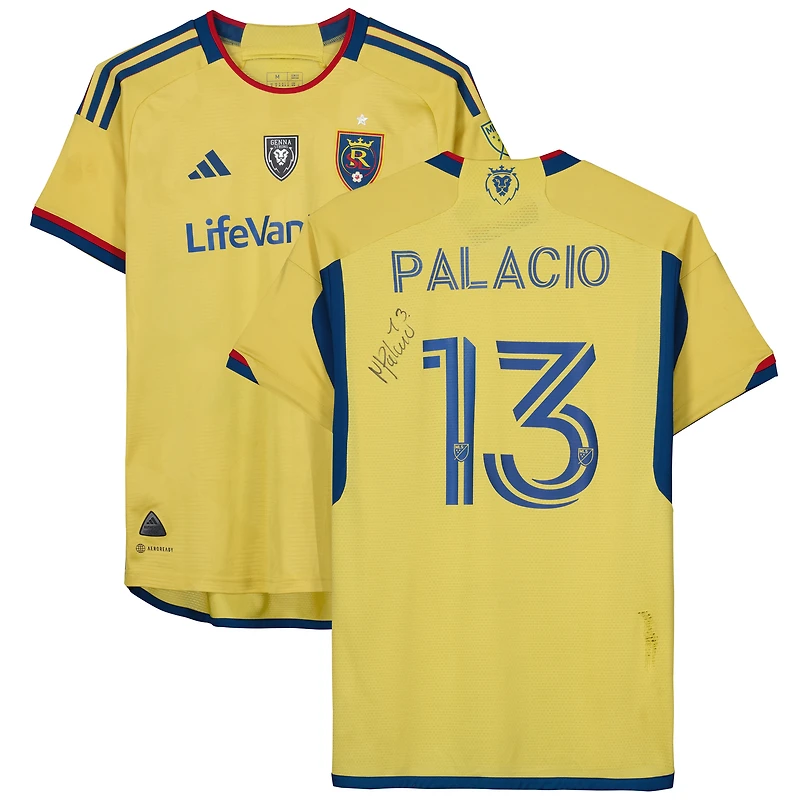 Nelson Palacio Real Salt Lake Autographed Match-Used #13 Yellow Jersey from the 2023 MLS Season