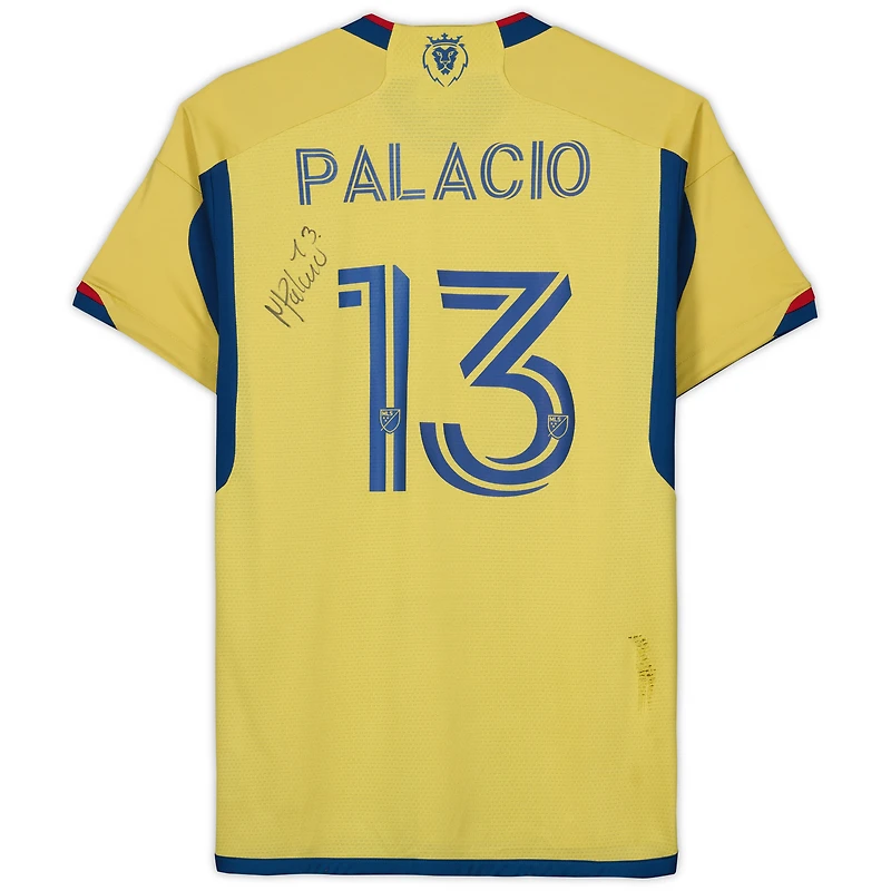 Nelson Palacio Real Salt Lake Autographed Match-Used #13 Yellow Jersey from the 2023 MLS Season