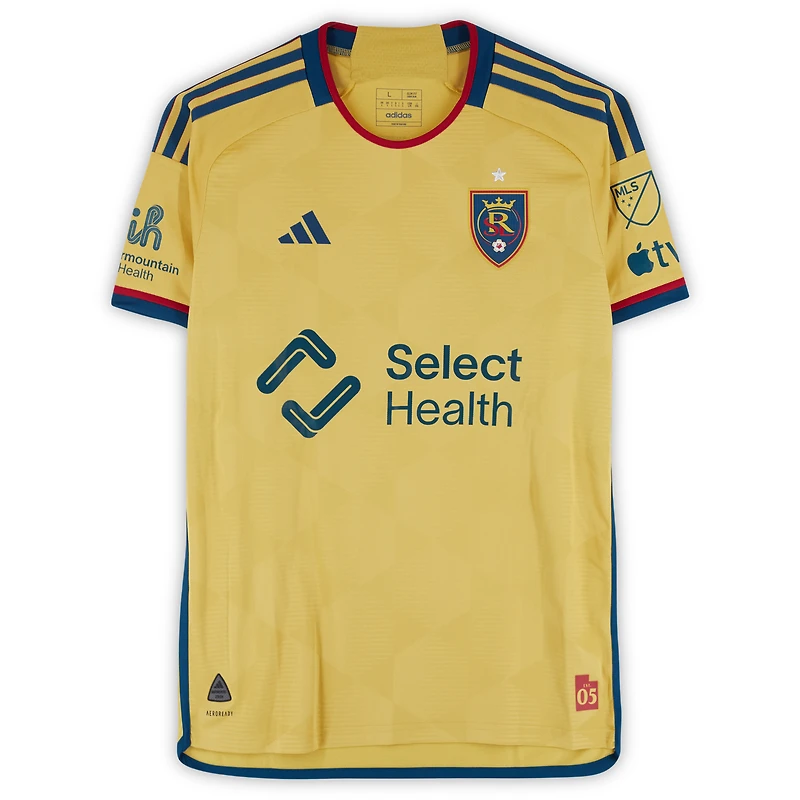 Philip Quinton Real Salt Lake Autographed Match-Used #26 Gold adidas Jersey from the 2024 MLS Season - Size L