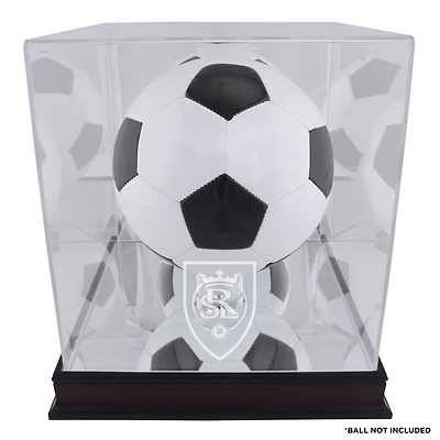 Real Salt Lake Mahogany Team Logo Soccer Ball Display Case