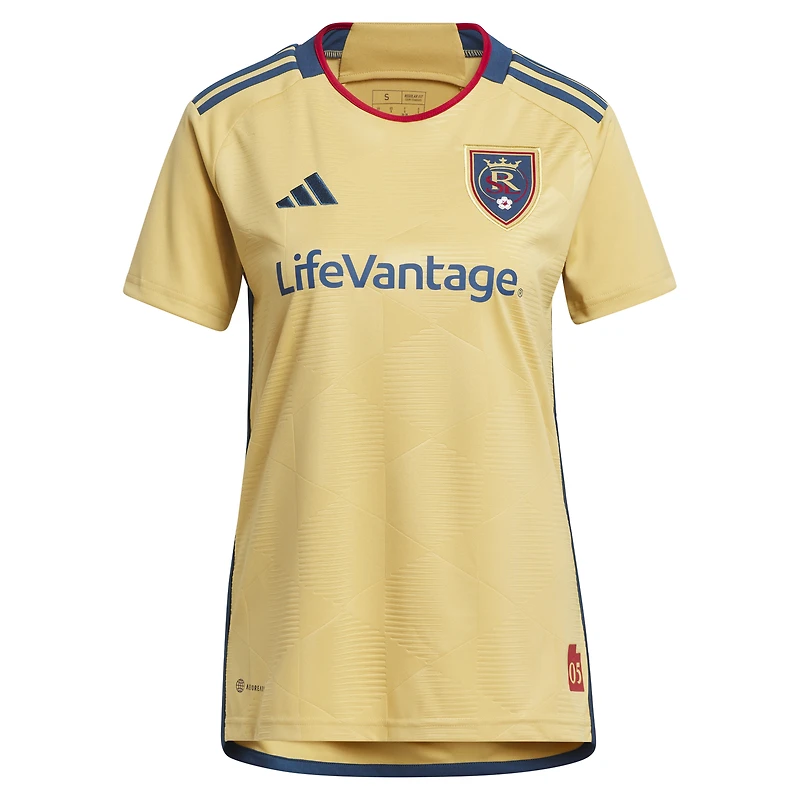 Women's adidas Justen Glad Gold Real Salt Lake 2023 The Beehive State Kit Replica Player Jersey