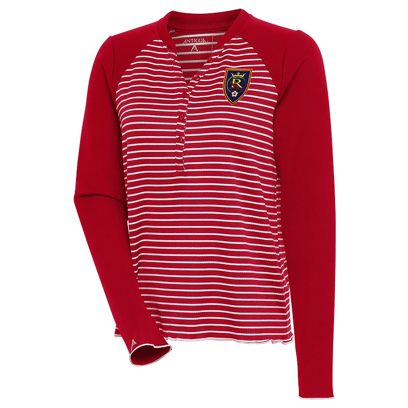 T-shirt Henley à manches longues rouge Antigua Real Salt Lake Maverick pour femme