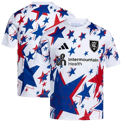 Maillot d'avant-match adidas blanc Real Salt Lake 2026 Americana pour jeunes