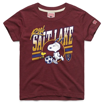 Youth Homage  Wine Real Salt Lake MLS x Peanuts Snoopy Graphic Tri-Blend T-Shirt