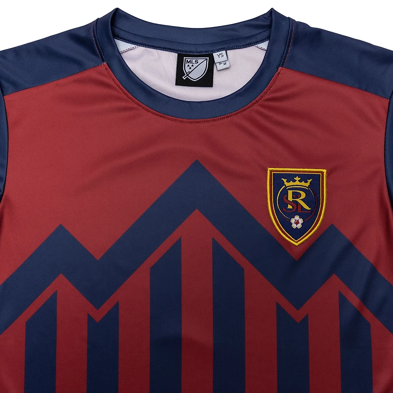 T-shirt rouge Real Salt Lake Club pour jeunes, design sportif, Suède