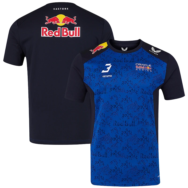T-shirt réplique Max Verstappen noir/bleu Red Bull Racing pour homme