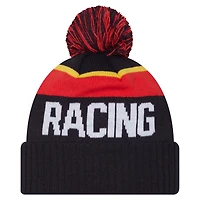 Men's New Era Black Red Bull Racing Wordmark Cuffed Knit Hat with Pom