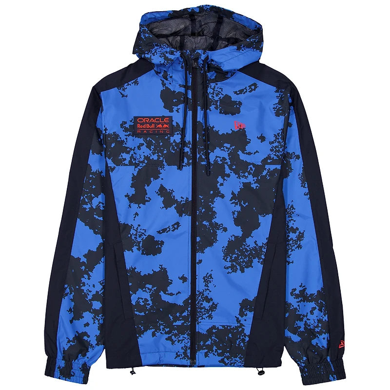 Men's New Era  Blue Red Bull Racing Lightweight Full-Zip Hooded Windbreaker