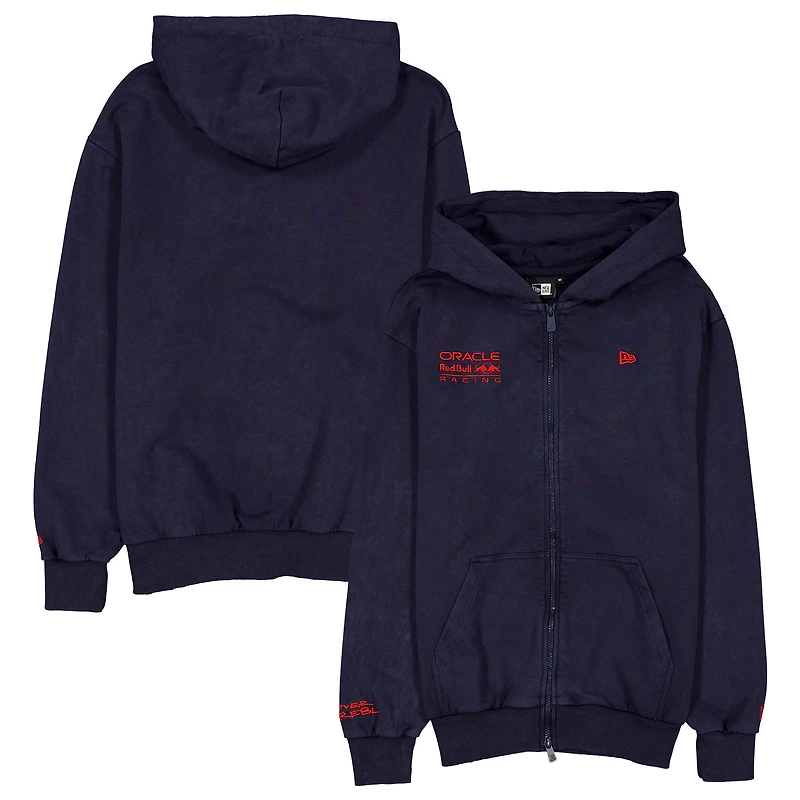 Sweat à capuche zippé surdimensionné Red Bull Racing bleu marine New Era pour homme