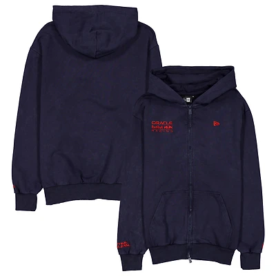 Men's New Era  Navy Red Bull Racing Oversized Full-Zip Hoodie
