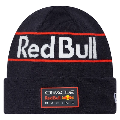 Bonnet en tricot à revers avec logo Red Bull Racing Team New Era bleu marine pour homme