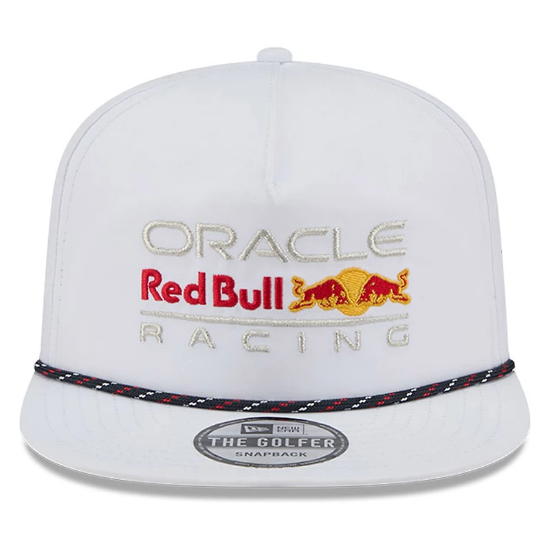 Men's New Era White Red Bull Racing Leisure Featherweight Perforated Rope Golfer Snapback Hat