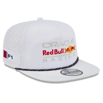 Men's New Era White Red Bull Racing Leisure Featherweight Perforated Rope Golfer Snapback Hat